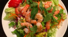 Midnight dinner is served! Prawn Salad by the downstairs chef﻿