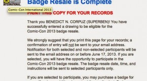 SDCC Badge Resale/Drawing